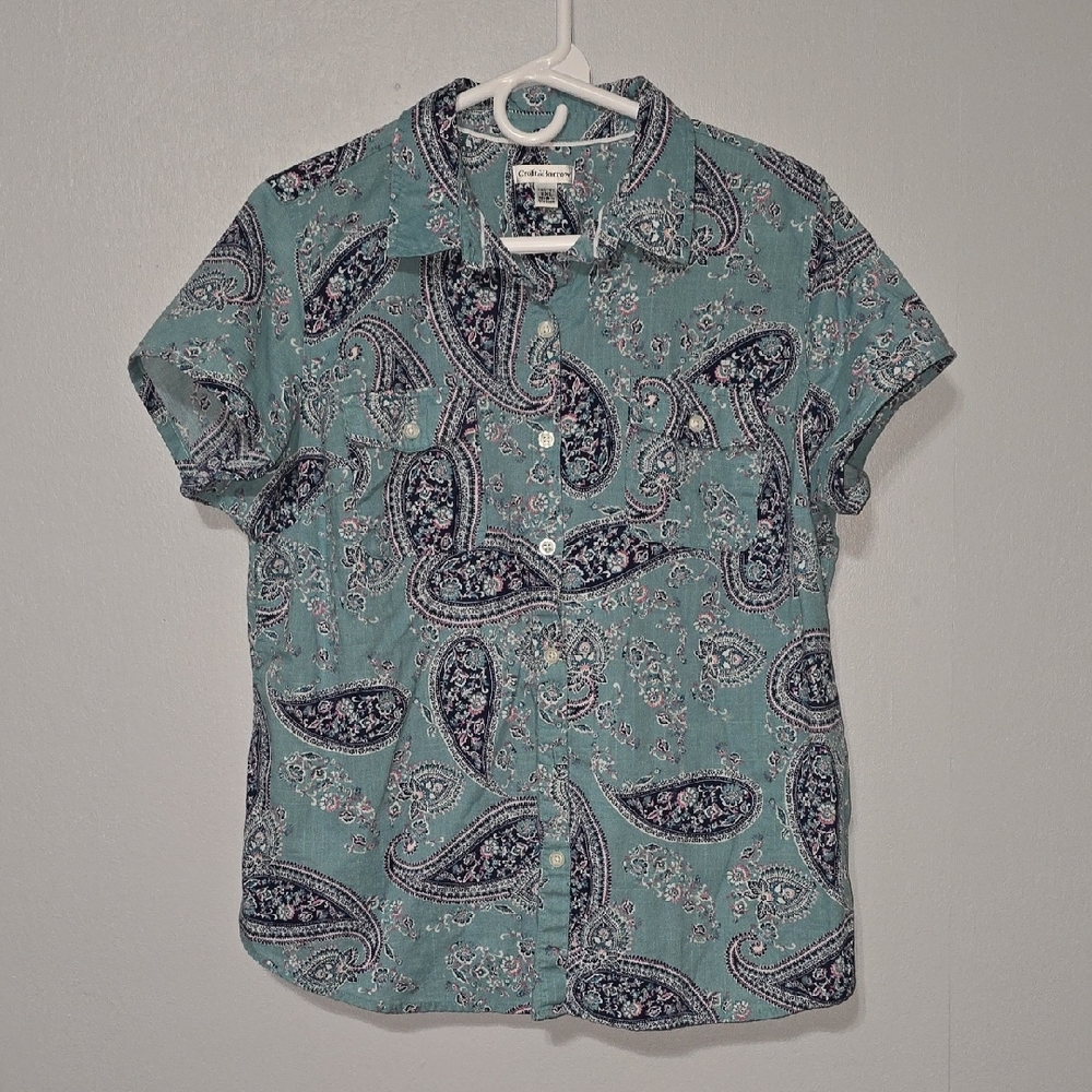 Croft & Barrow Teal Paisley Button Down Shirt